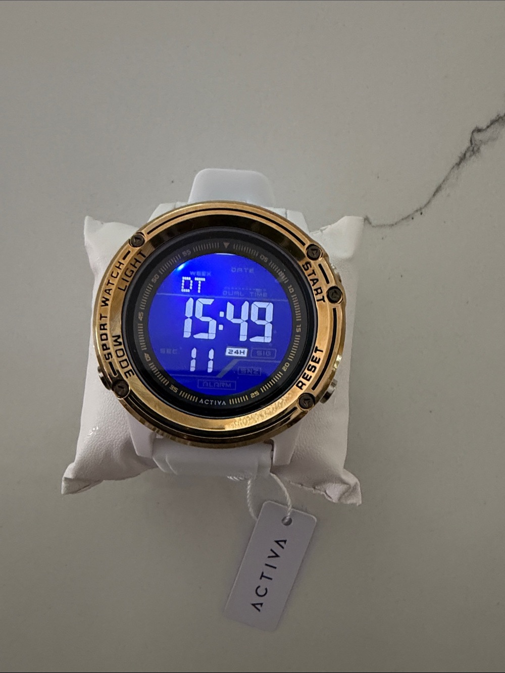 Ativa White Silicone Watch with Gold Bezel